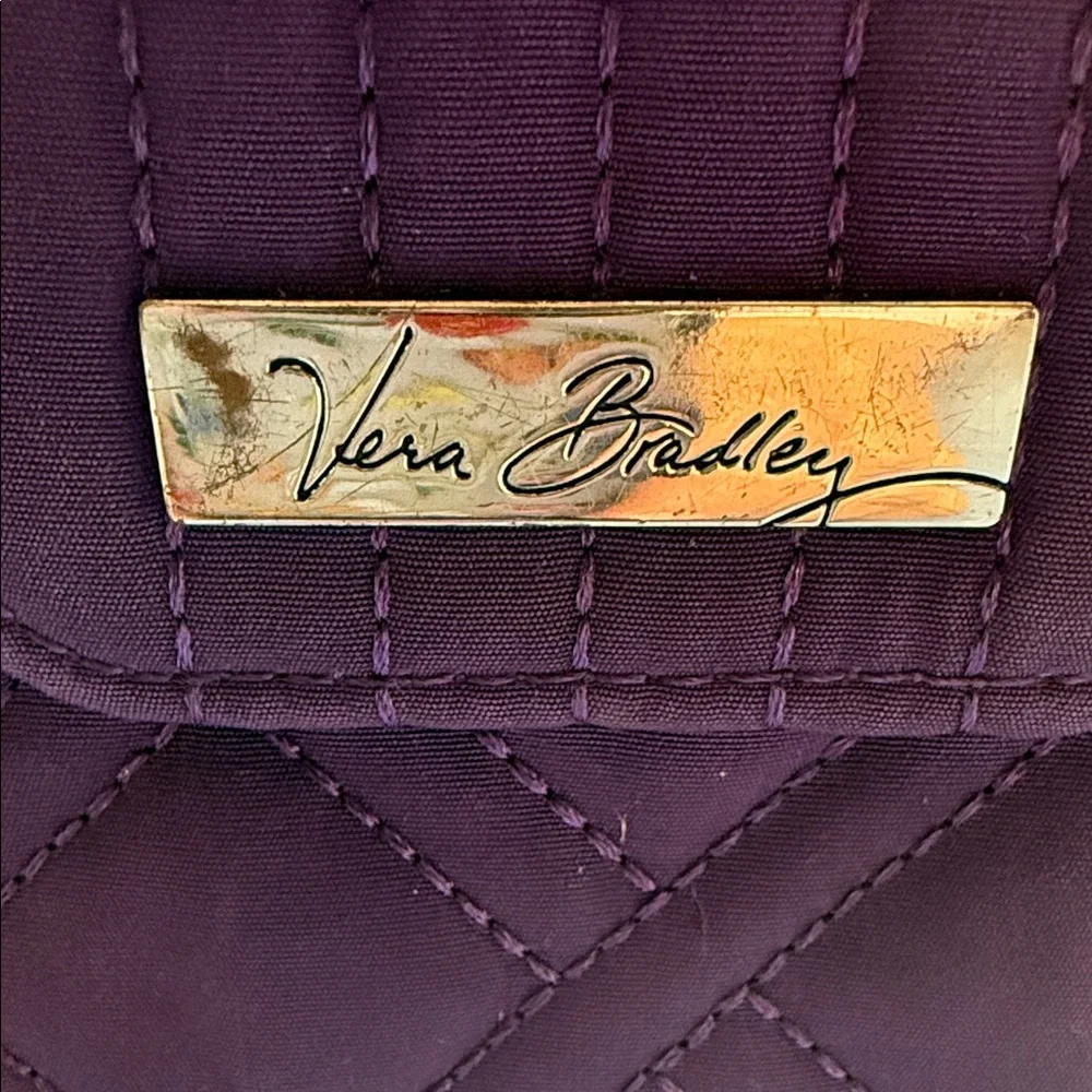 Vera Bradley Purple Quilted Wristlet and key charm - Picture 3 of 12